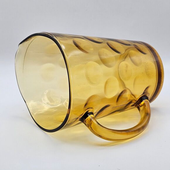 Hazel Atlas Pitcher El Dorado Amber Yellow Gold Coin Dot Glass Pitcher Carafe - Picture 6 of 13